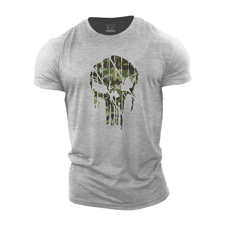 Camouflage Skull Men's Gym T-shirts