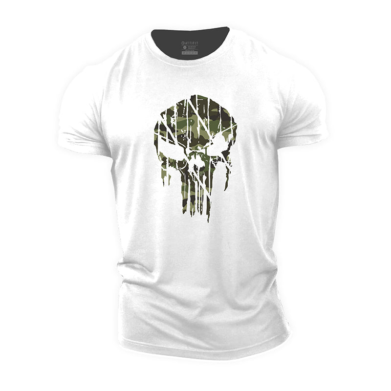 Camouflage Skull Men's Gym T-shirts