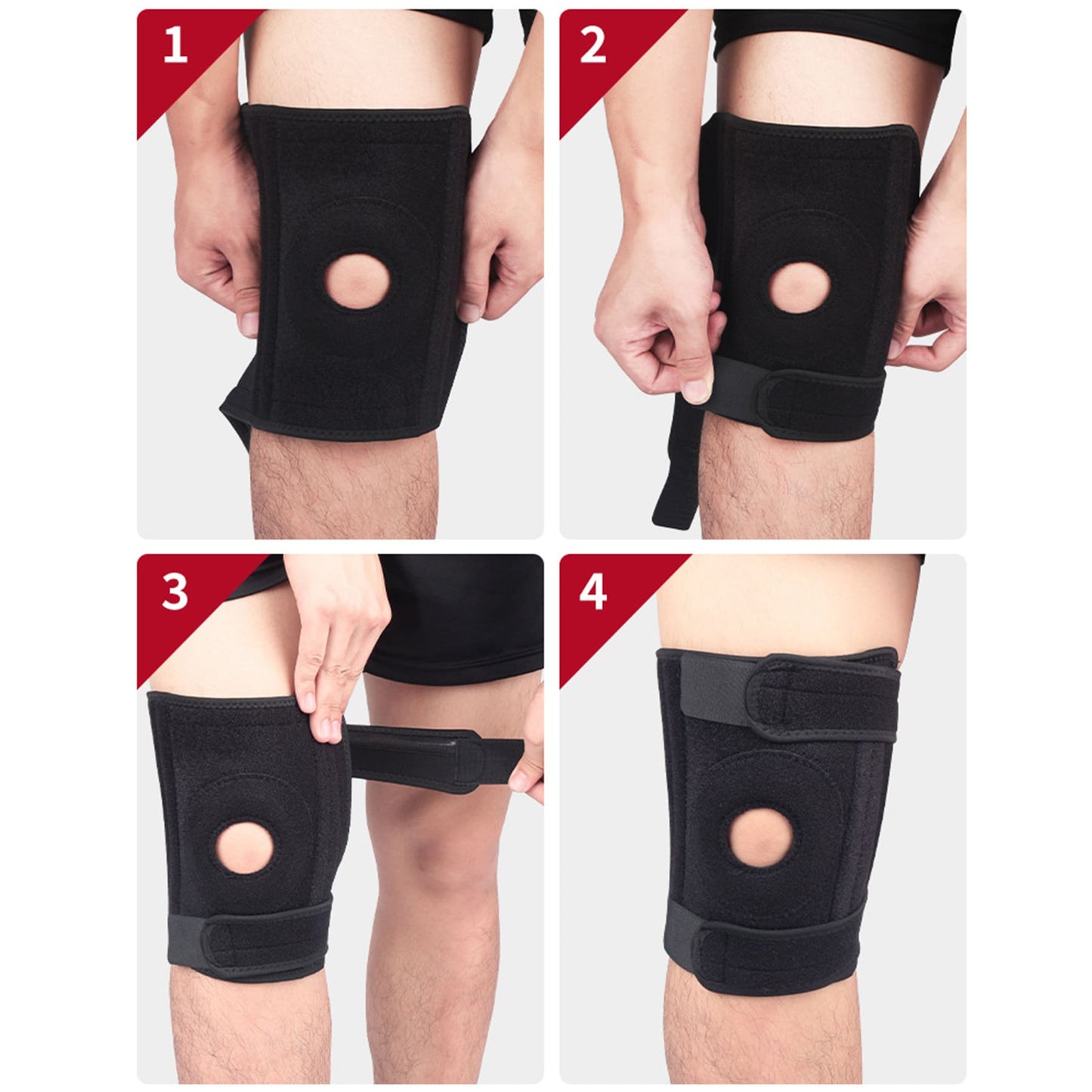 Aofit Knee Support Braces, Compression Sleeves With 2 Spring Side Stabilizers, Protective Foam Pad and Adjustable Straps, 1 Pair