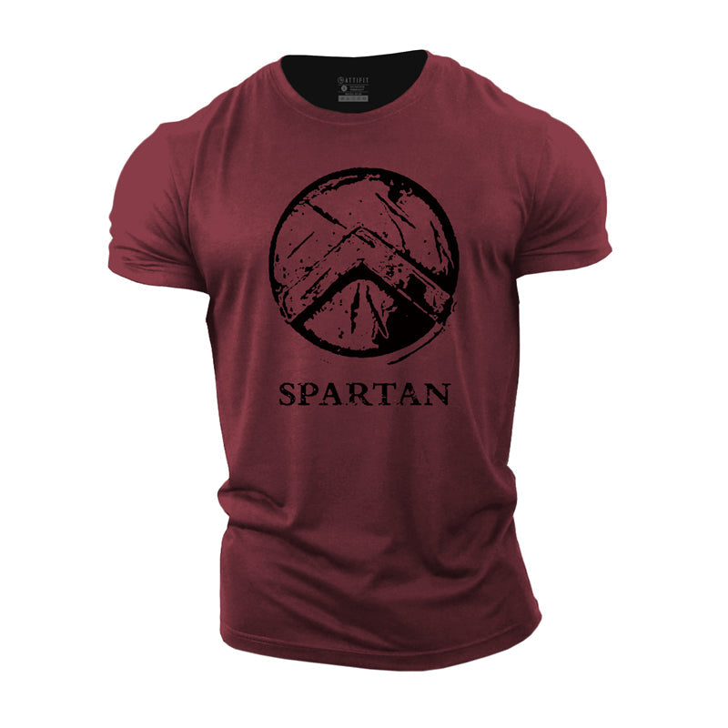 Cotton Spartan Shield Graphic Gym T-shirts