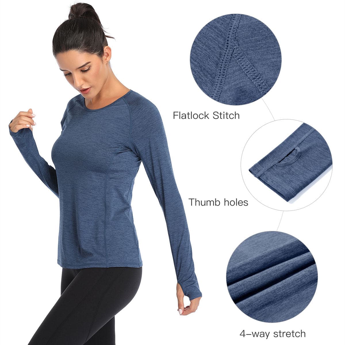 Vutru Thumb Holes Workout Long Sleeves