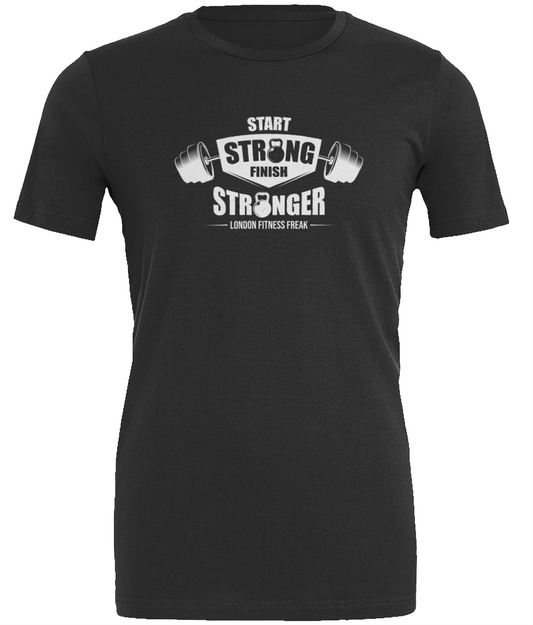 Slogan Start Strong T Shirt - White
