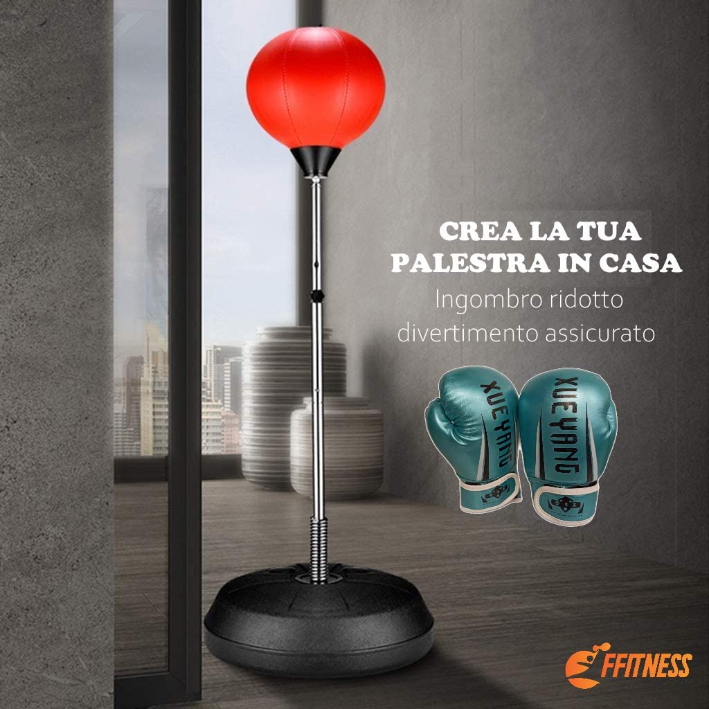 Punching Ball - Sacco boxe con guantoni blu per bambini