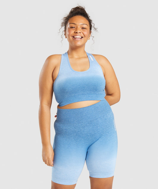 Gymshark Adapt Ombre Seamless Sports Bra - Light Blue Marl/Blue