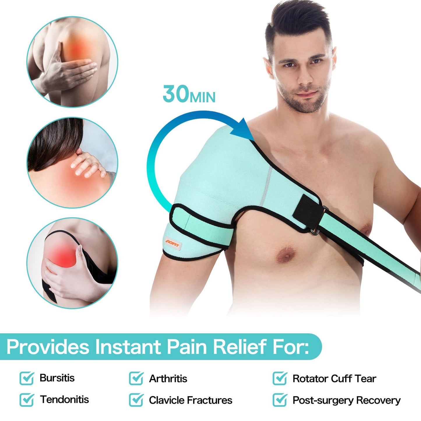 Aofit Shoulder Ice Pack Wrap for Rotator Cuff Pain Relief, Left or Right Shoulder Compatible