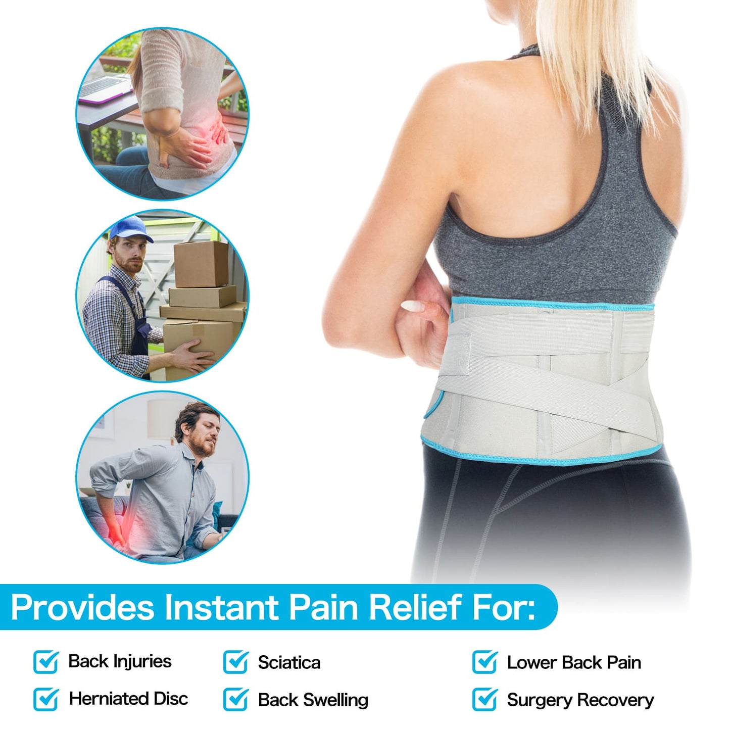 Aofit Back Brace with Gel Ice Pack for Cold and Heat Therapy