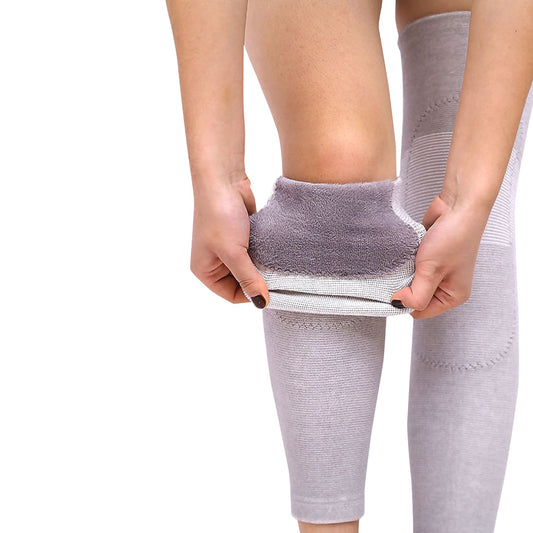 Aofit Extra Long Fleeced Knee and Leg Compression Sleeves, Cotton Spandex Warming Leg Sleeves for Adults, 1 Pair