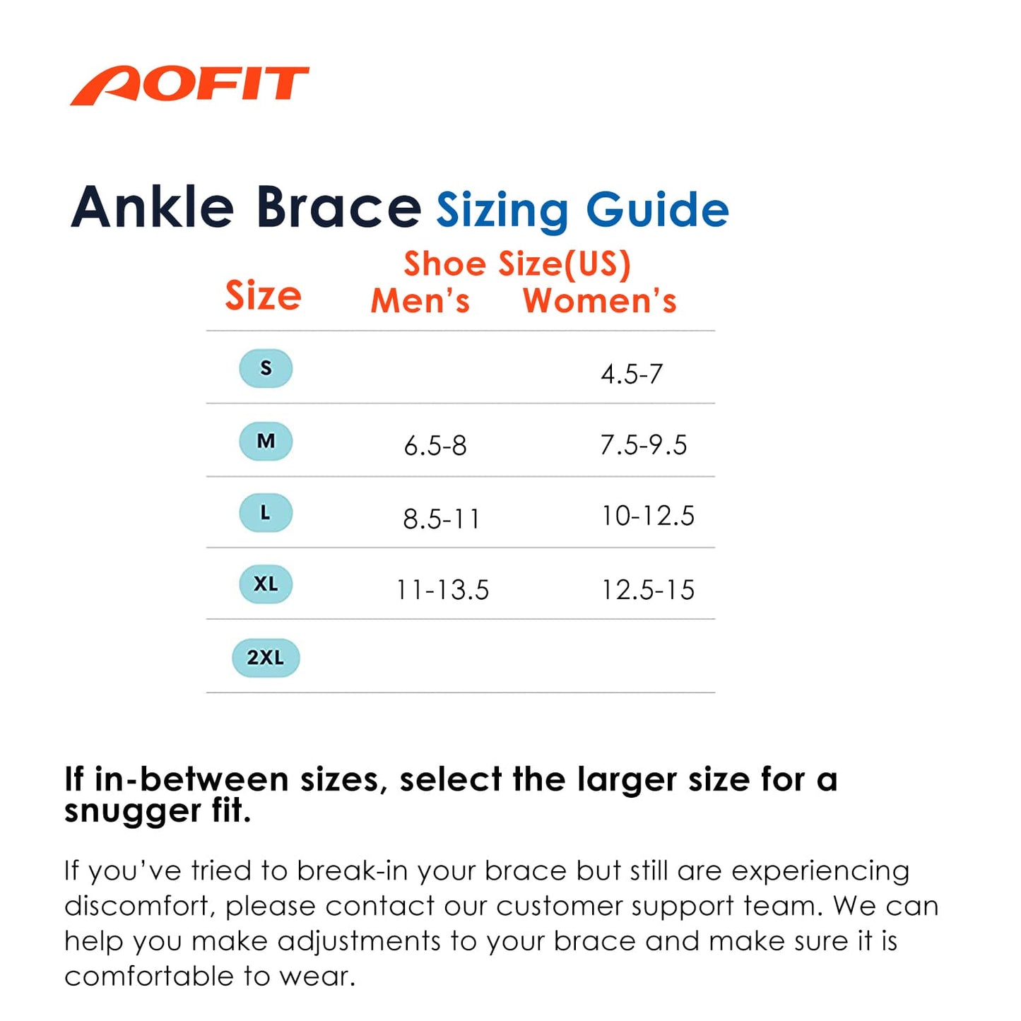 Aofit Compression Ankle Brace, Adjustable Straps, 1 Pair