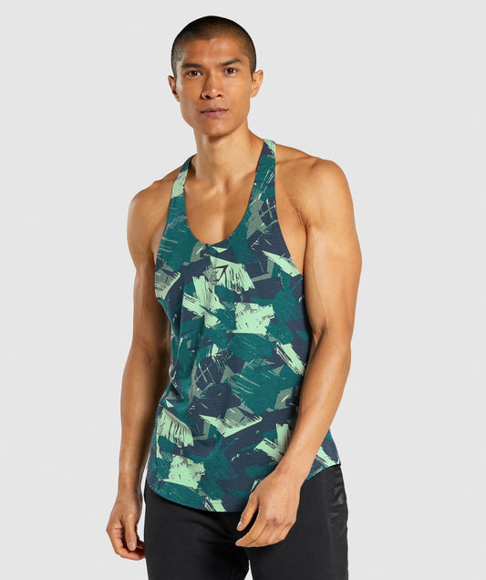 Gymshark Bold Stringer - Green Print