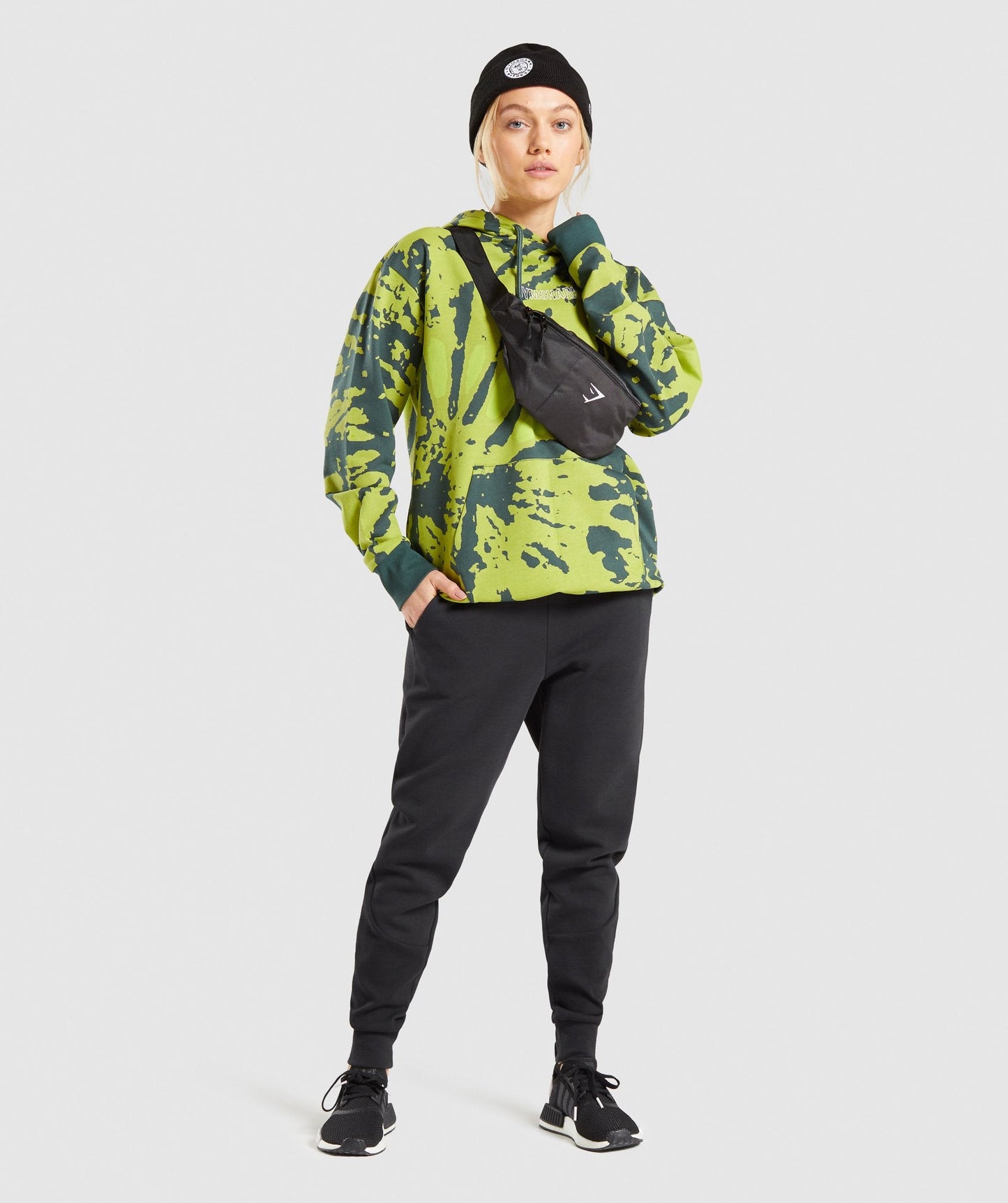 Gymshark Colour Burst Hoodie - Dark Green Print