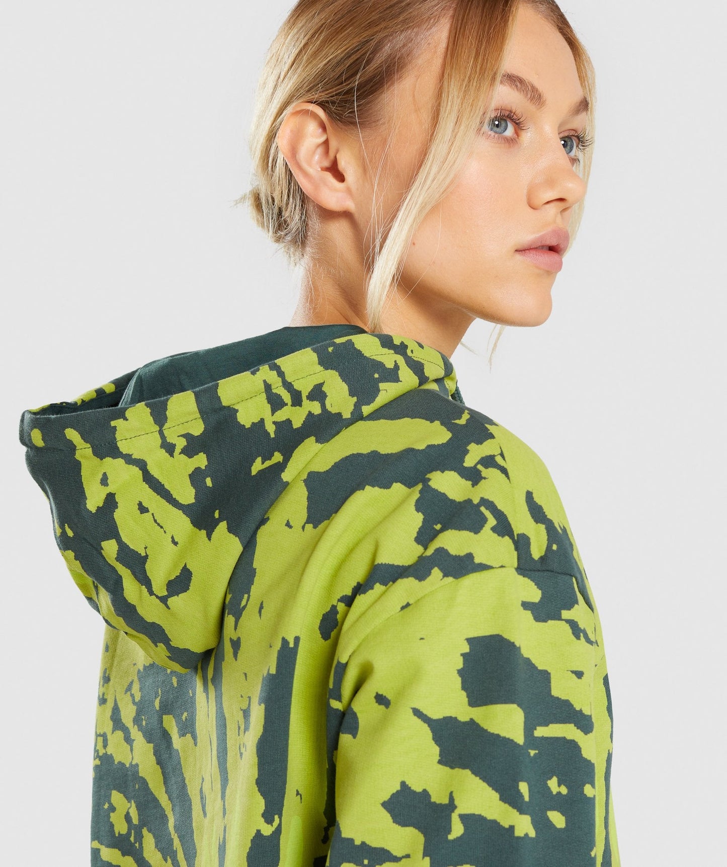 Gymshark Colour Burst Hoodie - Dark Green Print
