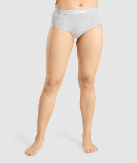 Gymshark Cotton Boyfriend Shorts - Light Grey Marl