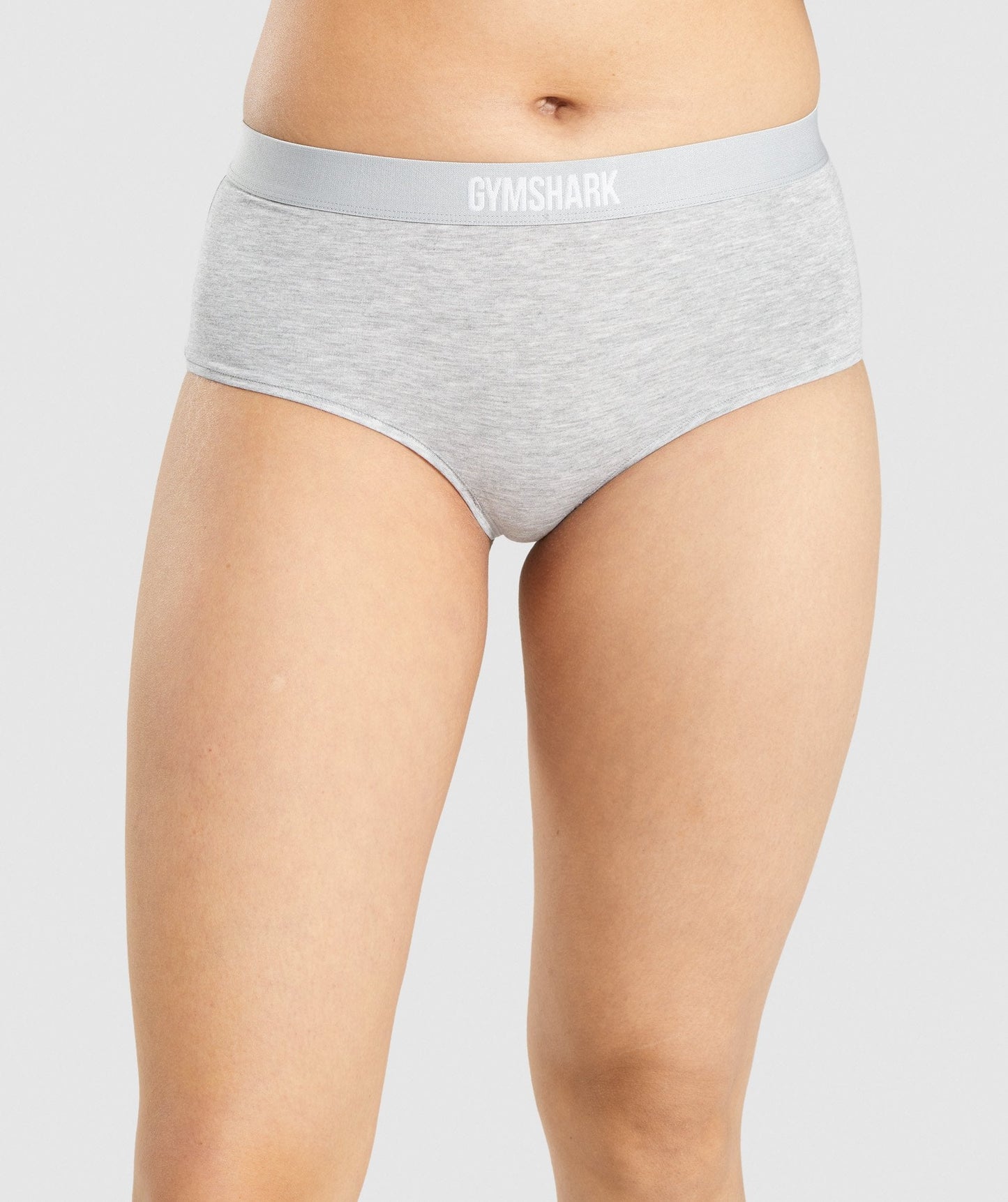 Gymshark Cotton Boyfriend Shorts - Light Grey Marl