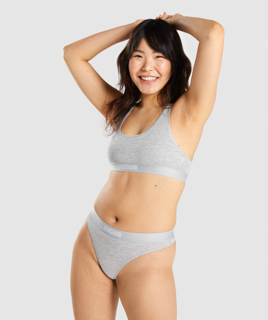 Gymshark Cotton Bralette - Light Grey Marl