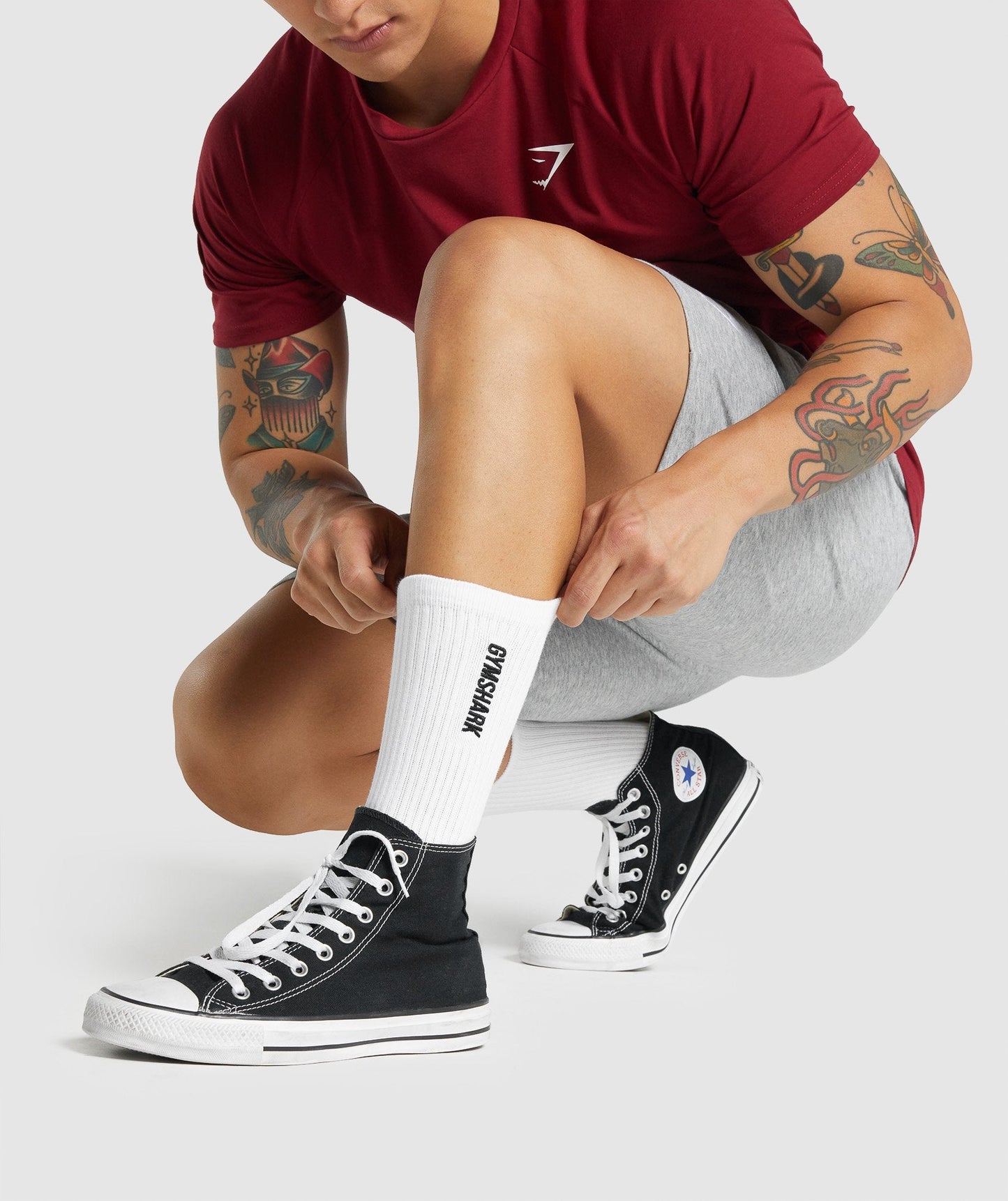 Gymshark Embroidered Logo Crew Socks - White