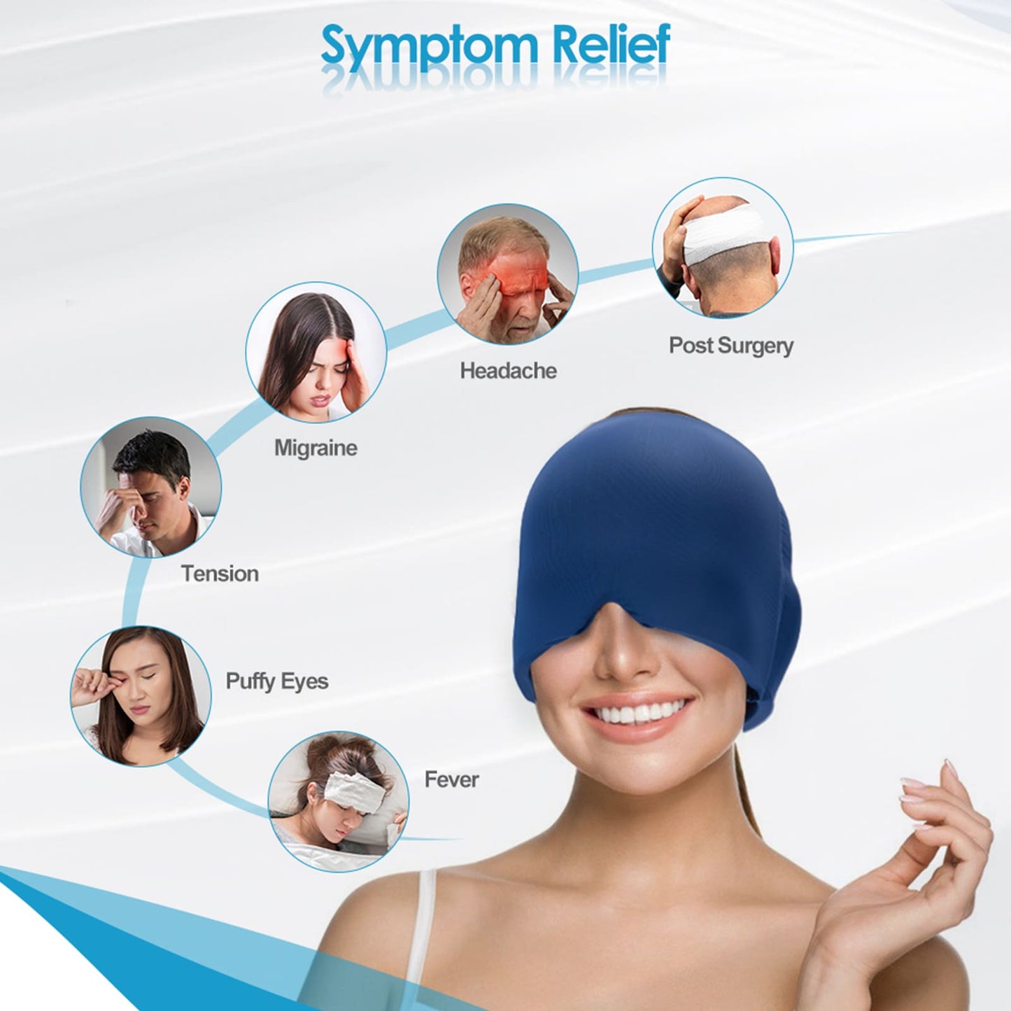 Migraine Relief Gel Cap, Ice Head Wrap, Strethcy and Comfortable
