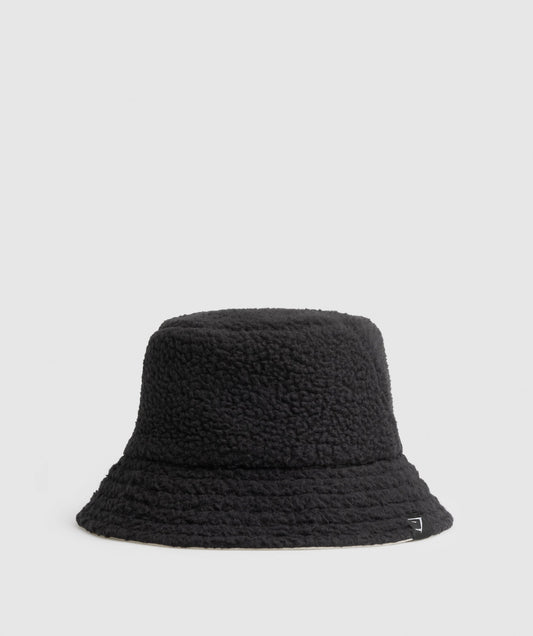 Gymshark Fleece Reversible Bucket Hat - Black/ Pebble Grey