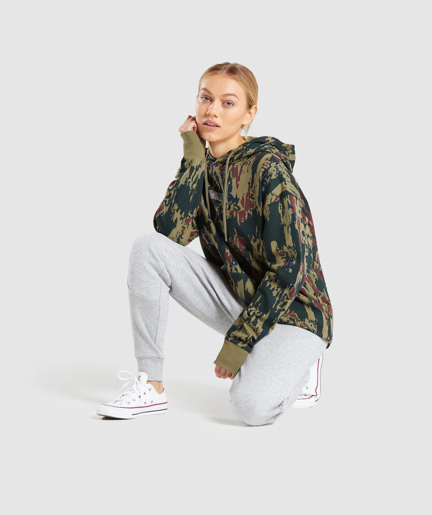 Gymshark Graphic Camo Hoodie - Dark Green Camo