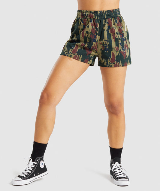 Gymshark Graphic Camo Shorts - Dark Green Camo