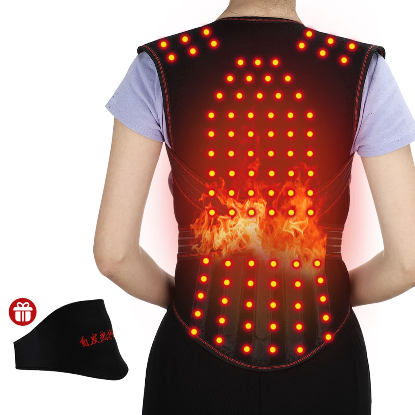 Self Heating Full Back Brace For Back Pain Relief With 108 Magnets