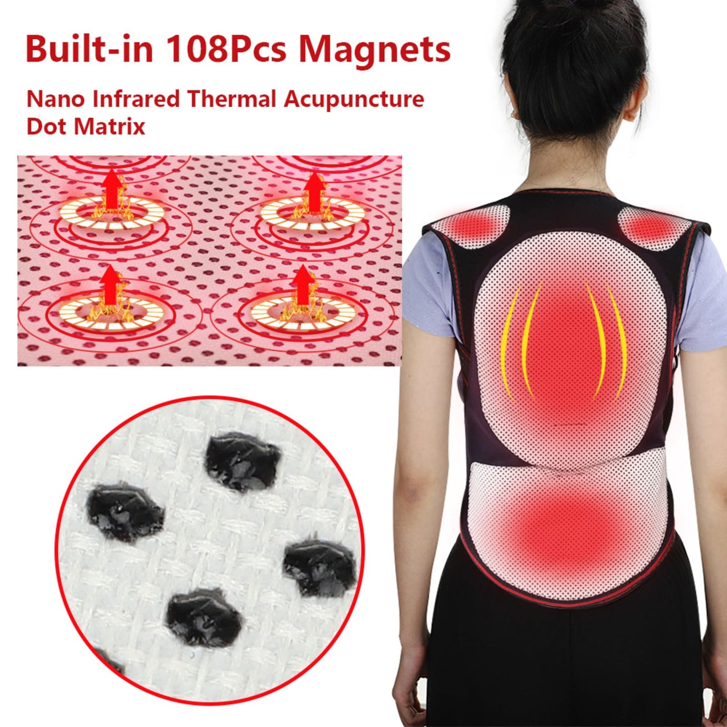 Self Heating Full Back Brace For Back Pain Relief With 108 Magnets