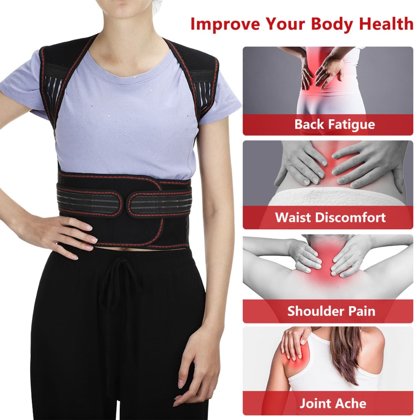Self Heating Full Back Brace For Back Pain Relief With 108 Magnets