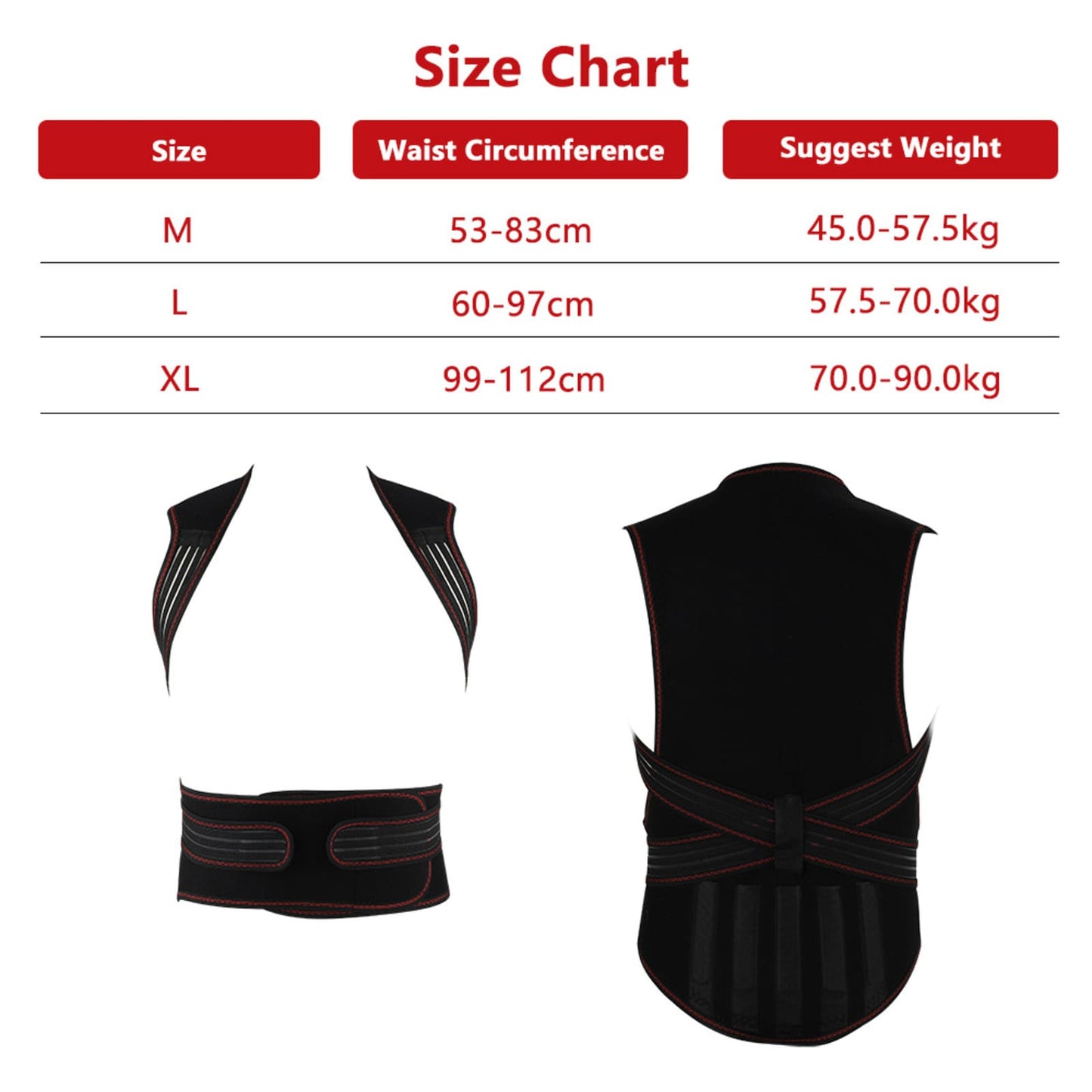 Self Heating Full Back Brace For Back Pain Relief With 108 Magnets