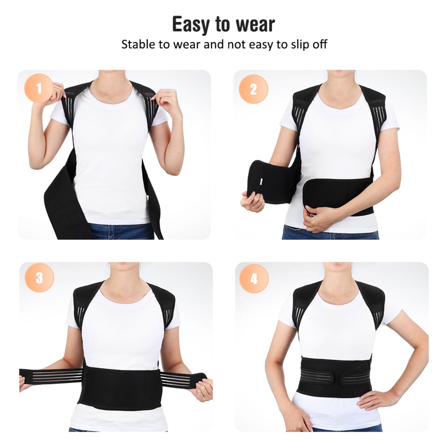 Aofit Self-Heating Full Back Brace with 68 Magnets for Pain Relief