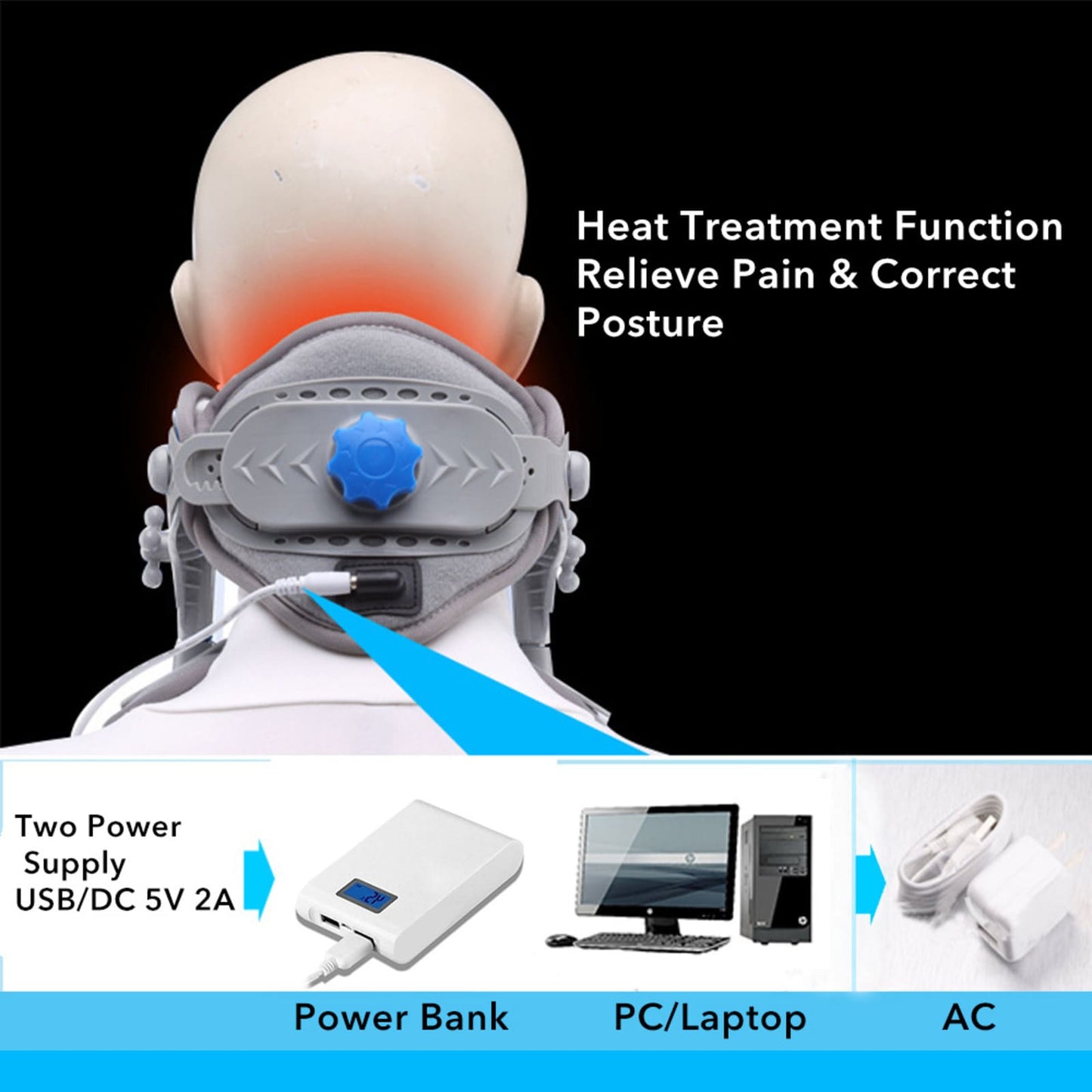 Aofit Cervical Traction Device with USB Heating for Neck Pain Relief