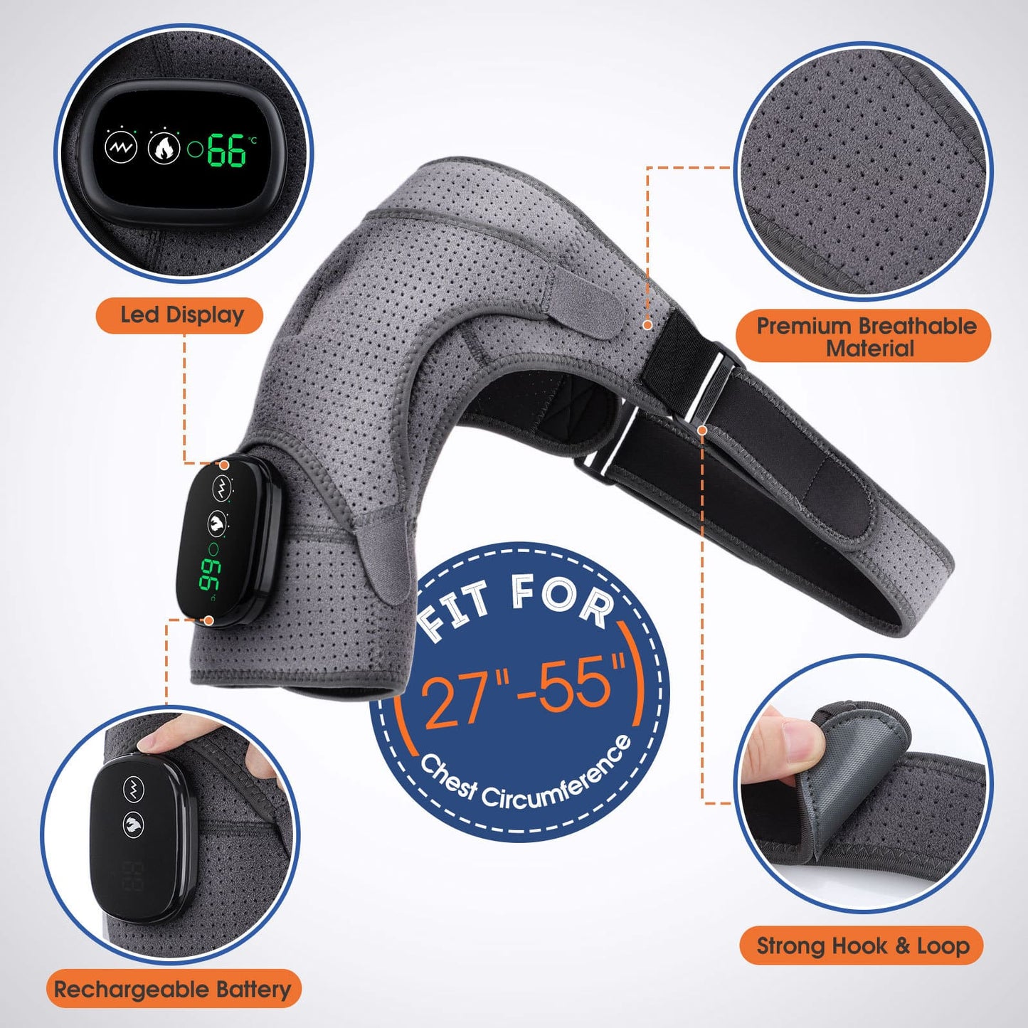 Electric Heated Shoulder Wrap and Vibration Massager for Pain Relief