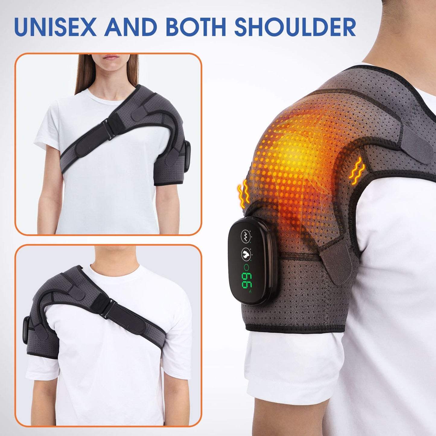 Electric Heated Shoulder Wrap and Vibration Massager for Pain Relief