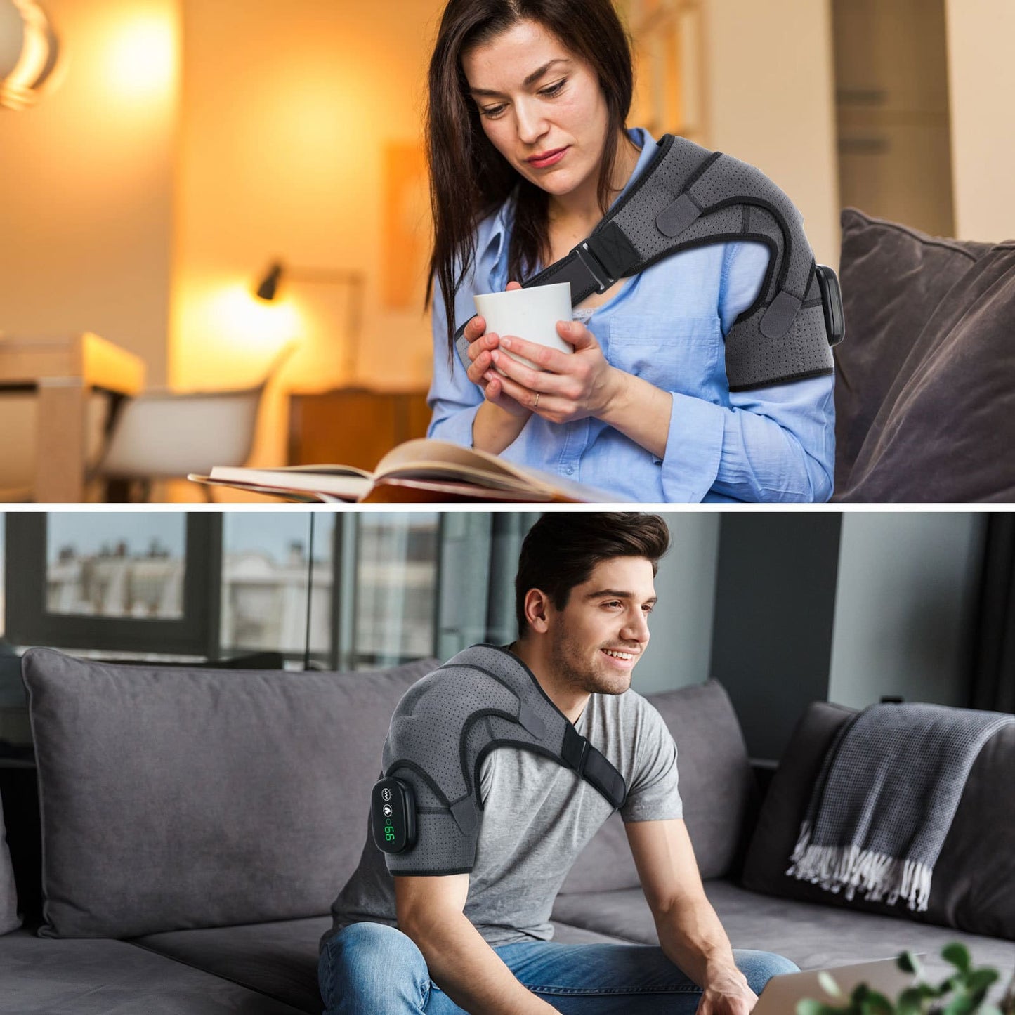 Electric Heated Shoulder Wrap and Vibration Massager for Pain Relief