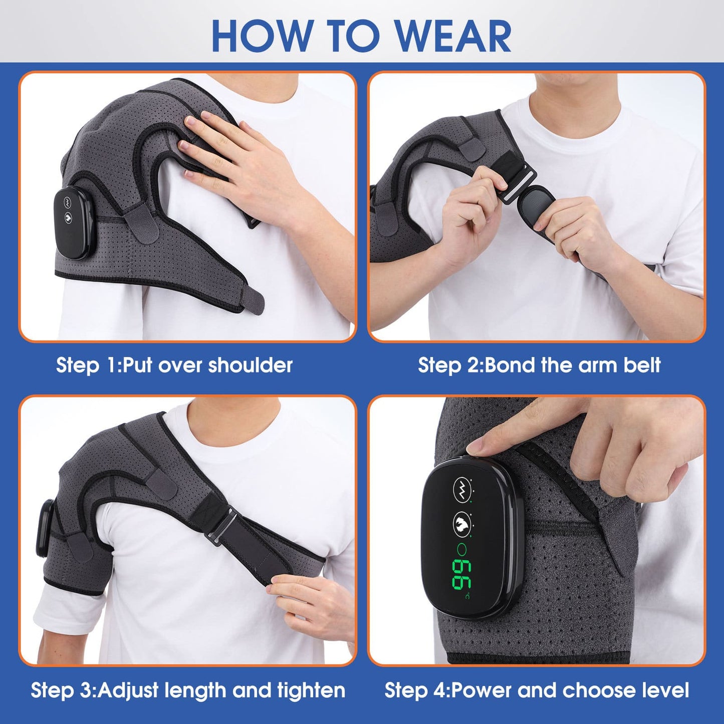 Electric Heated Shoulder Wrap and Vibration Massager for Pain Relief