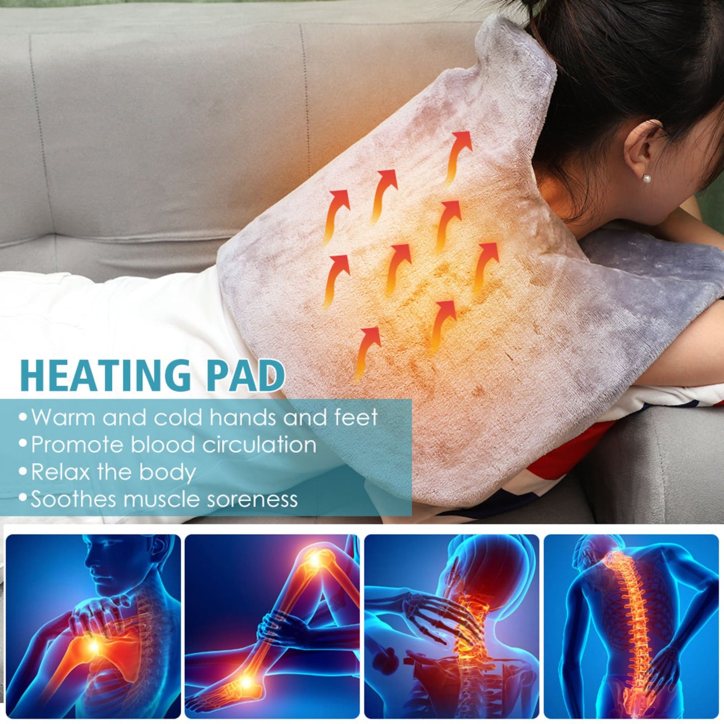 Electronic Heated Pad for Neck and Shoulders, Back Neck Pain Relief, 23.6X11.8”
