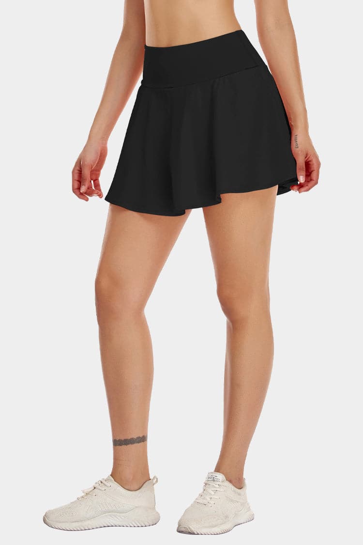 Vutru High-Waist Solid Color Tennis Skort