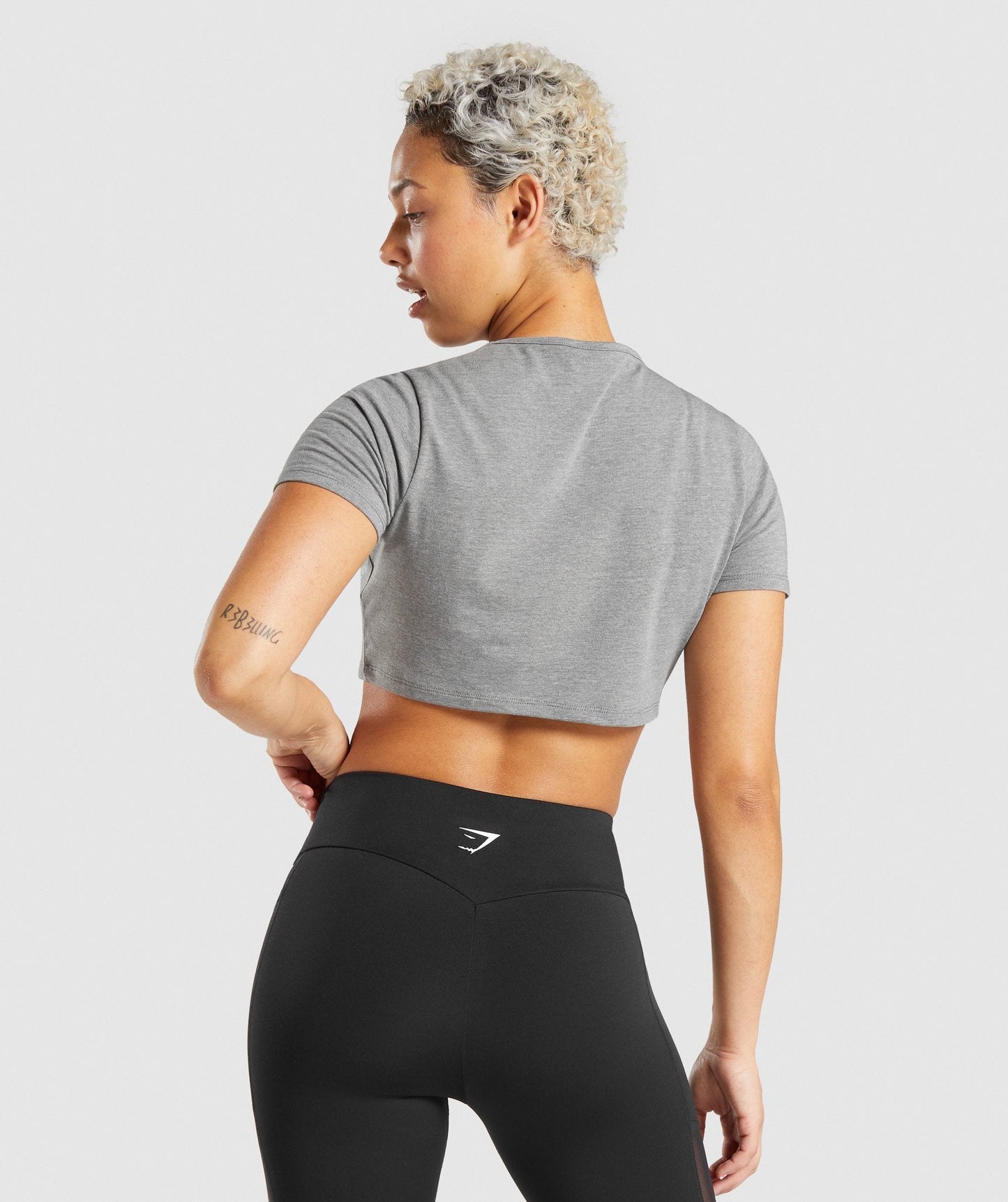 Gymshark Italic Graphic Crop Top - Charcoal Marl