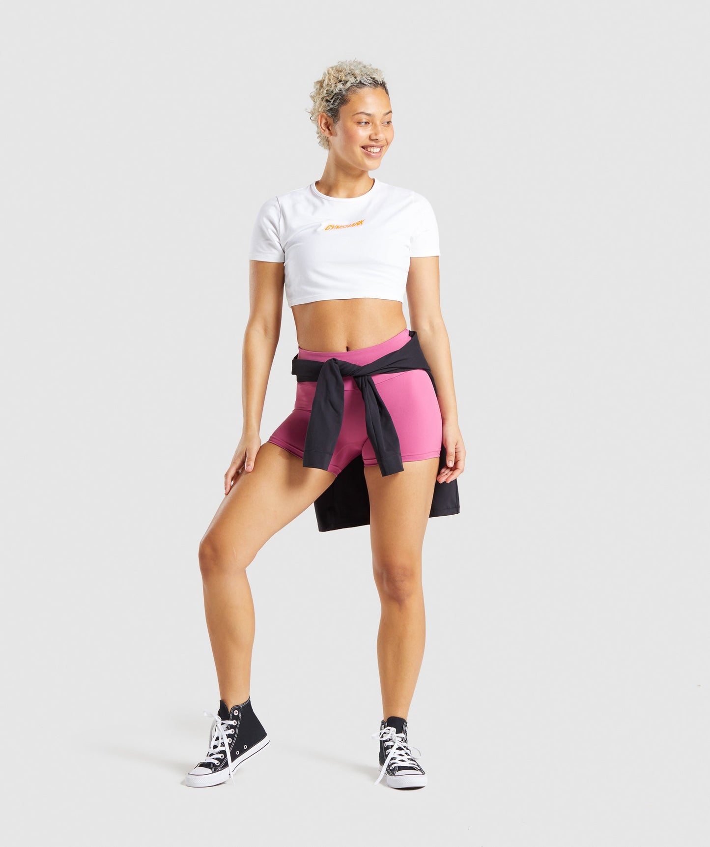 Gymshark Italic Graphic Crop Top - White