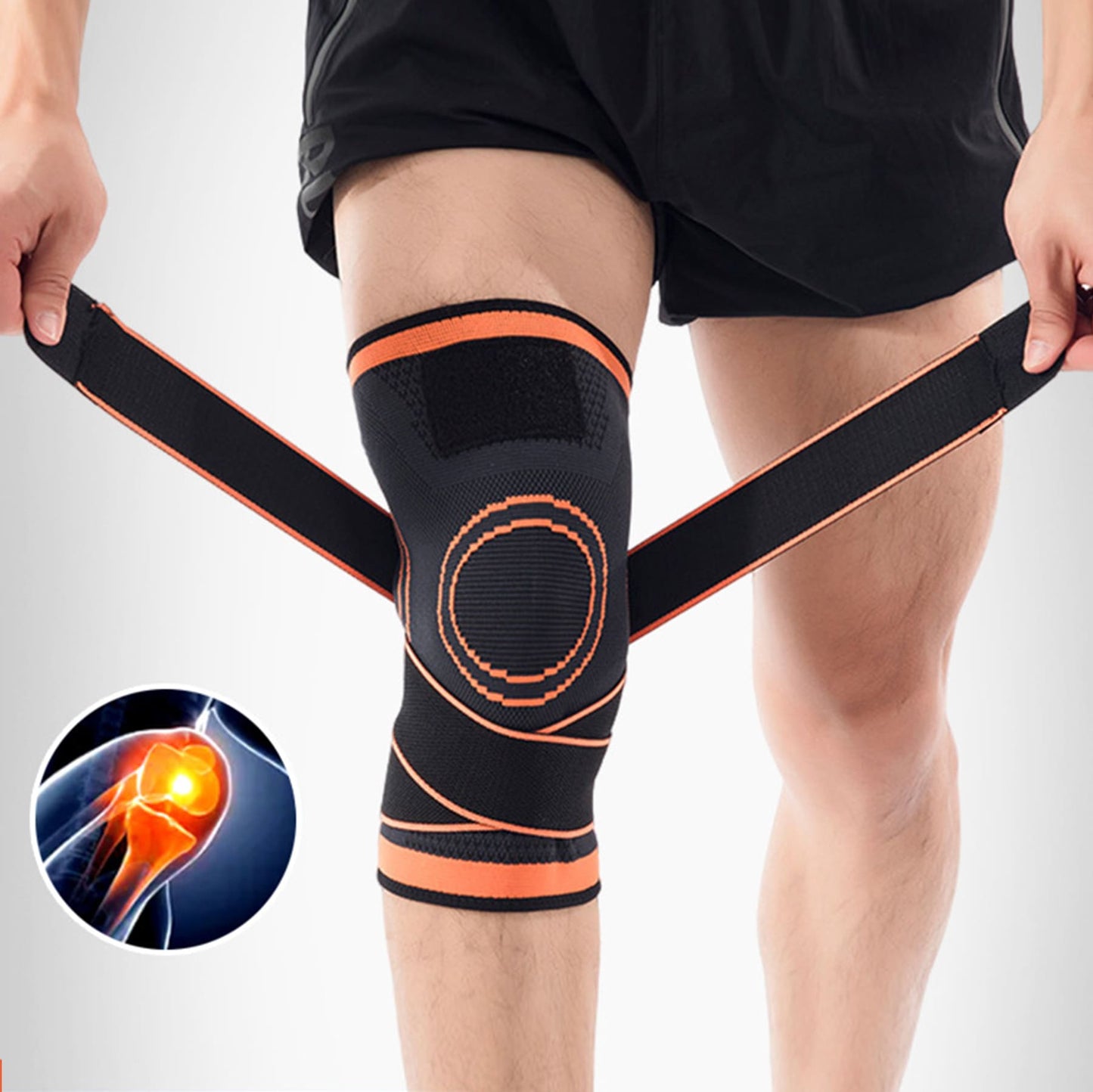 Aofit Wrap-Around Knee Support Sleeve With Adjustable Compression Belt and Anti-Slip Design, 1 Pair