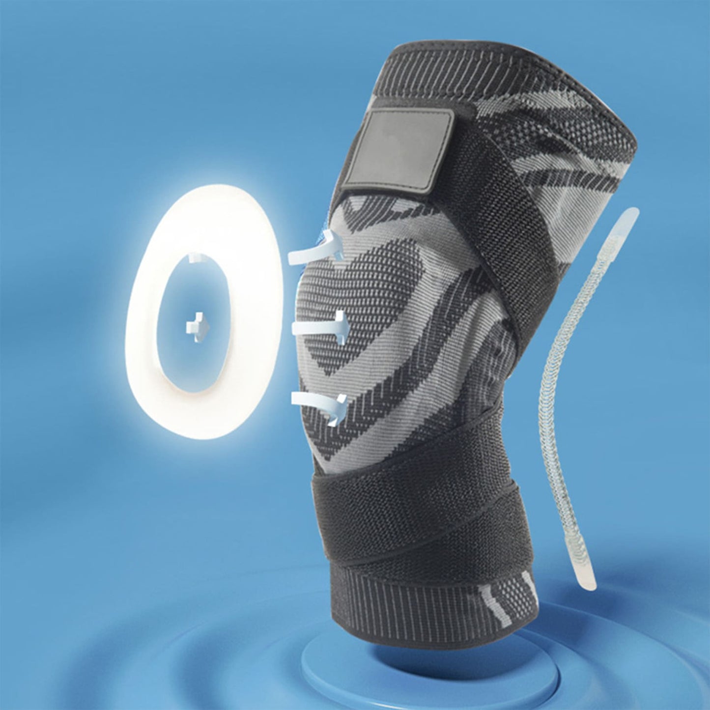 Aofit Knee Support Sleeve with Protective Gel Pad and Spring Stabilizers, Adjustable Removable Compression Straps, 1 Pair