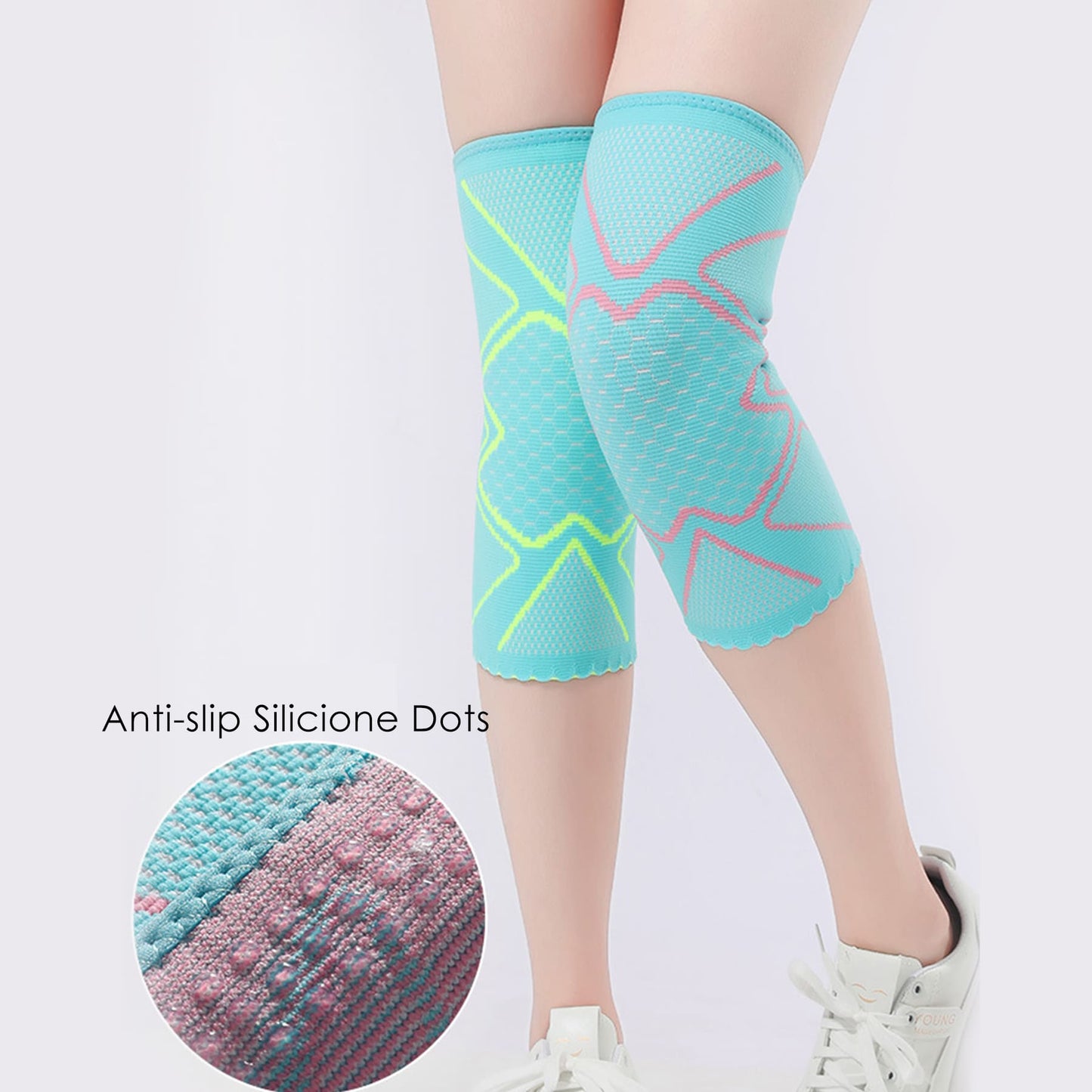 Aofit Knee Sleeve with Firm Compression, Women’s Athletic Scalloped Hem Knee Support, 1 Pair