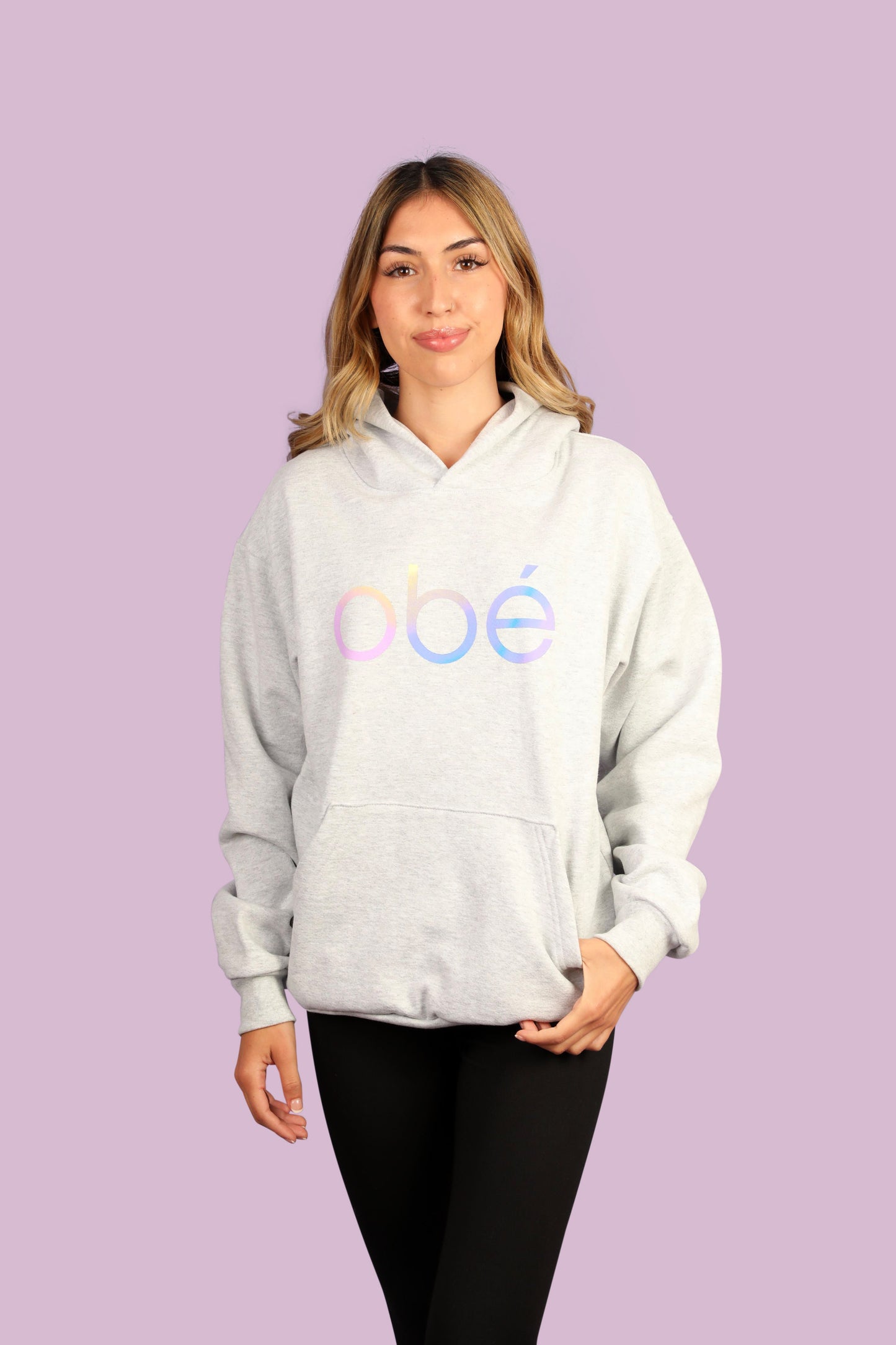 obé gradient hoodie, gray