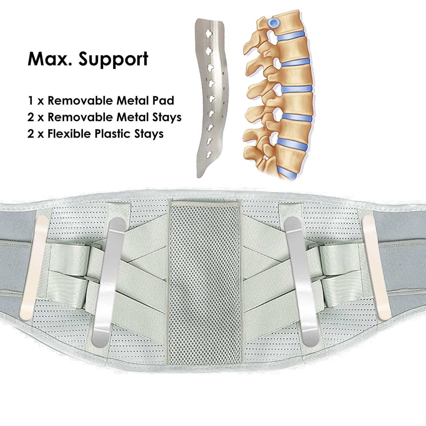 Aofit Back Brace with 5 Support Stays, Self-heating and Magnetic Pad for Lower Back Pain Relief