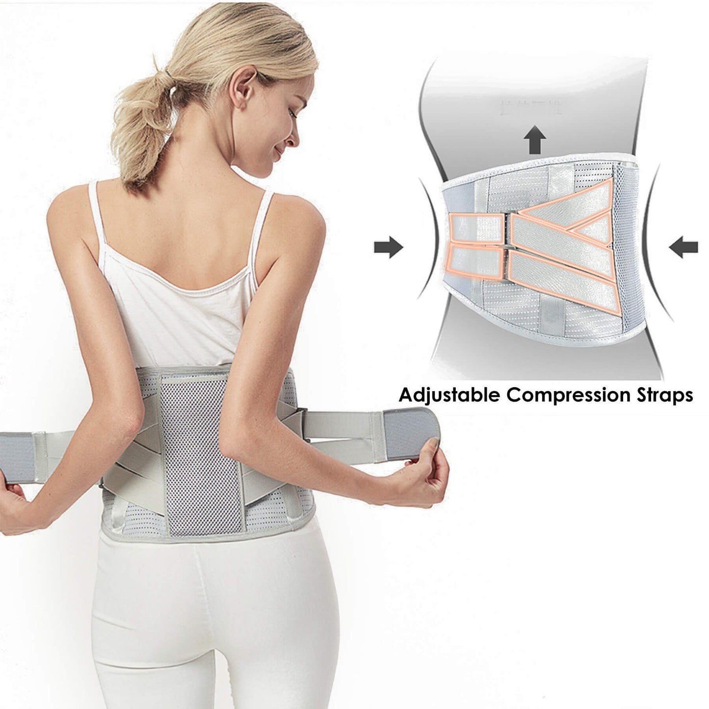 Aofit Back Brace with 5 Support Stays, Self-heating and Magnetic Pad for Lower Back Pain Relief