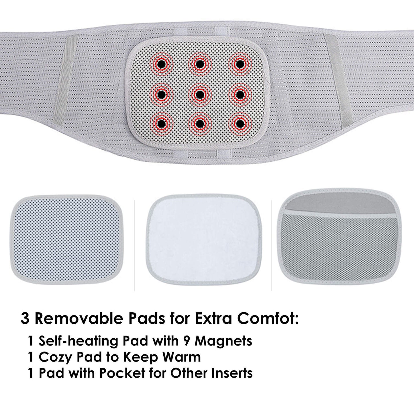 Aofit Back Brace with 5 Support Stays, Self-heating and Magnetic Pad for Lower Back Pain Relief