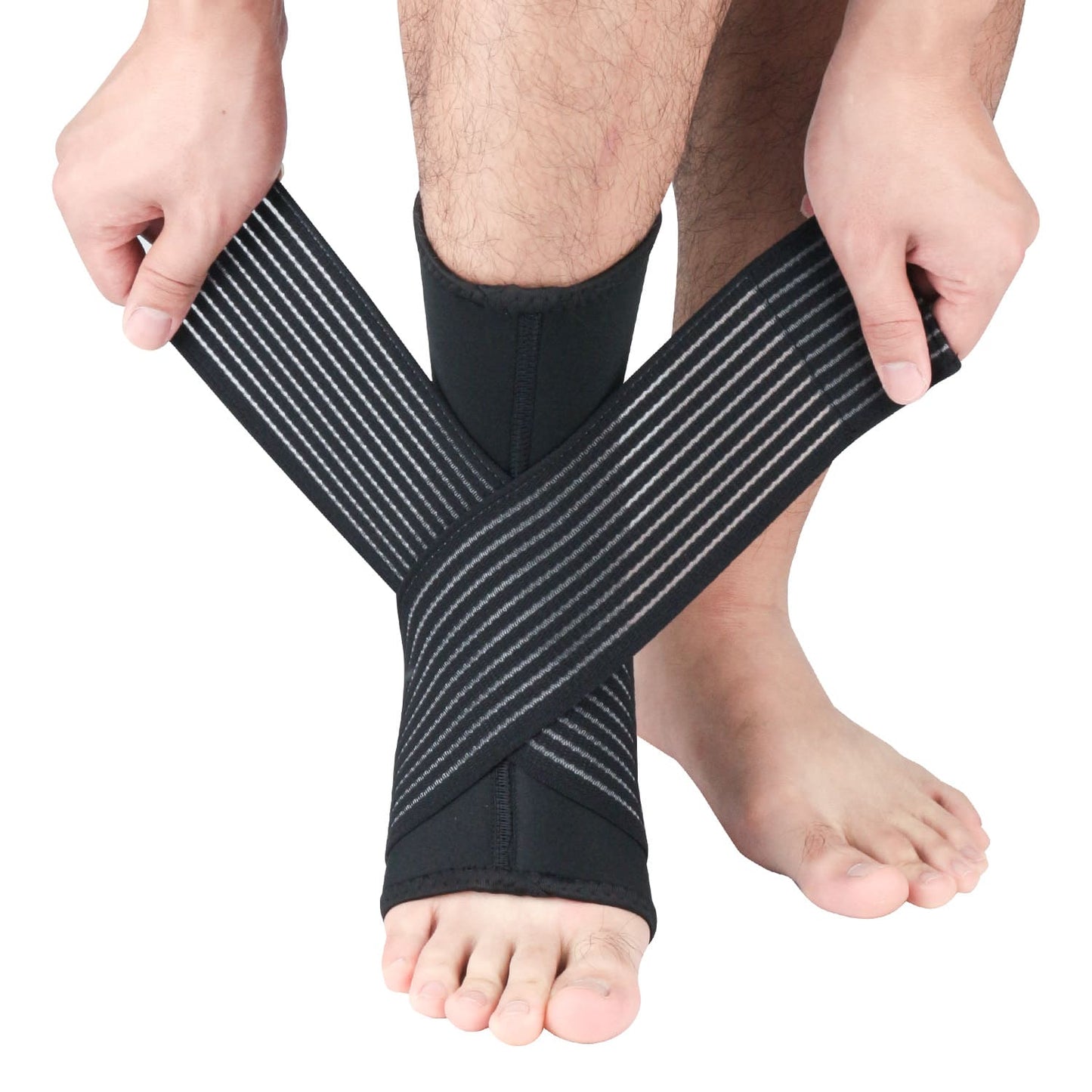 Aofit Open Heel Compression Sleeve For Ankle, Neoprene Ankle Sleeve With Adjustable Wrap Around Straps For Maximum Joint Support, 1 Pair