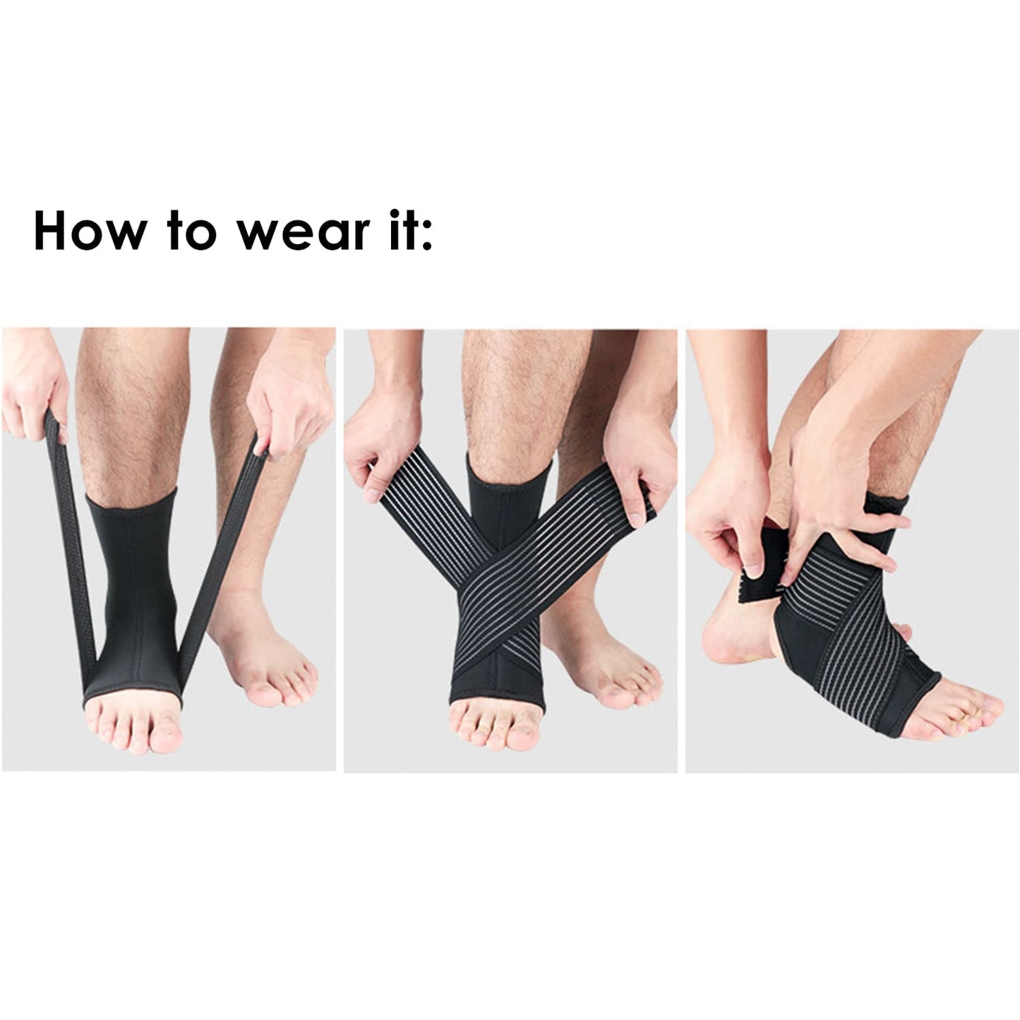 Aofit Open Heel Compression Sleeve For Ankle, Neoprene Ankle Sleeve With Adjustable Wrap Around Straps For Maximum Joint Support, 1 Pair
