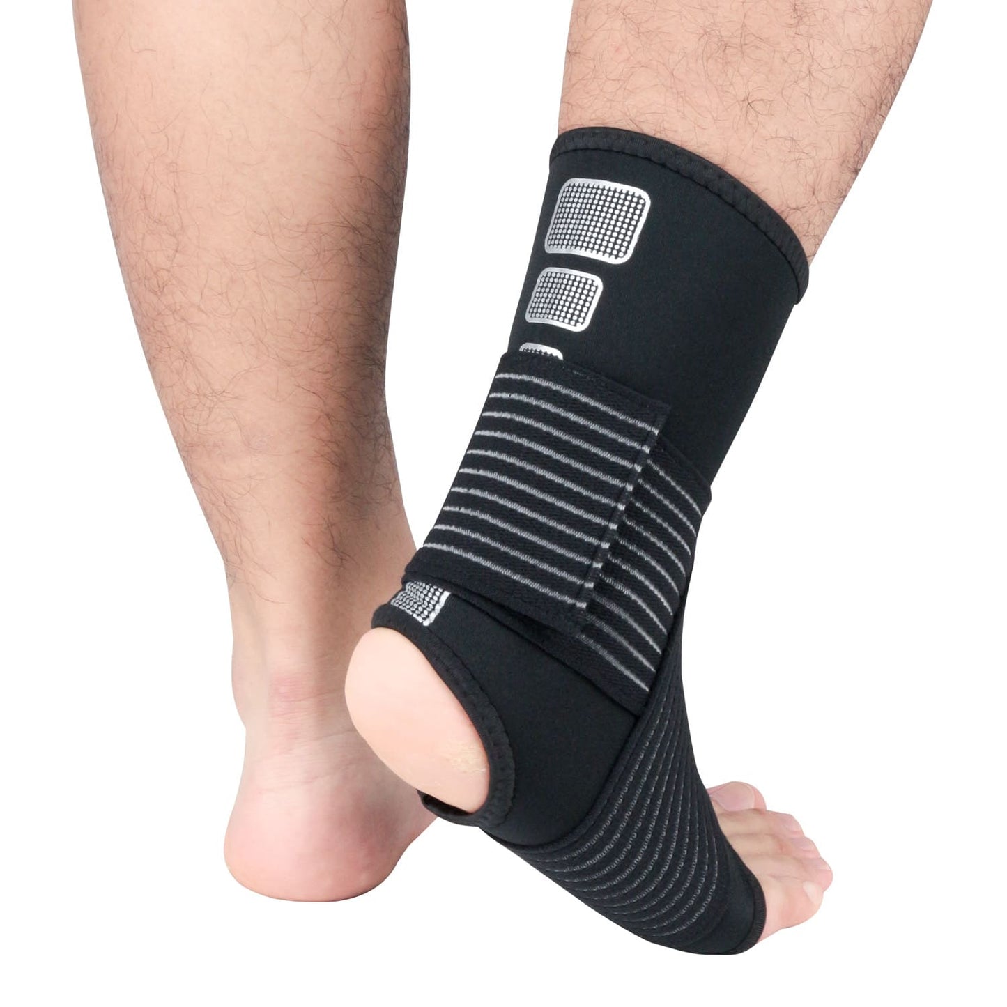 Aofit Open Heel Compression Sleeve For Ankle, Neoprene Ankle Sleeve With Adjustable Wrap Around Straps For Maximum Joint Support, 1 Pair