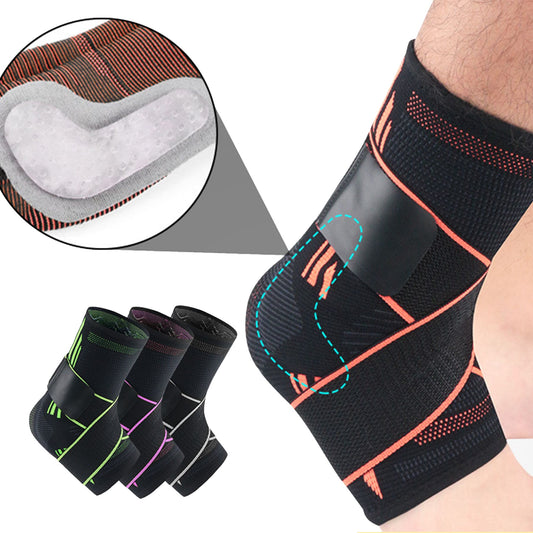 Aofit Compression Ankle Sleeve With Anti-Impact Cushion Padding and Adjustable Straps, Elastic Ankle Support Sock, 1 Pair