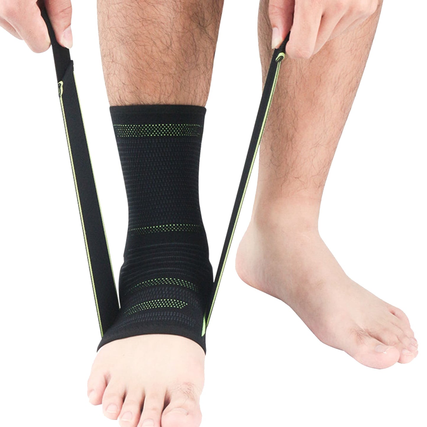 Aofit Compression Ankle Sleeve With Anti-Impact Cushion Padding and Adjustable Straps, Elastic Ankle Support Sock, 1 Pair