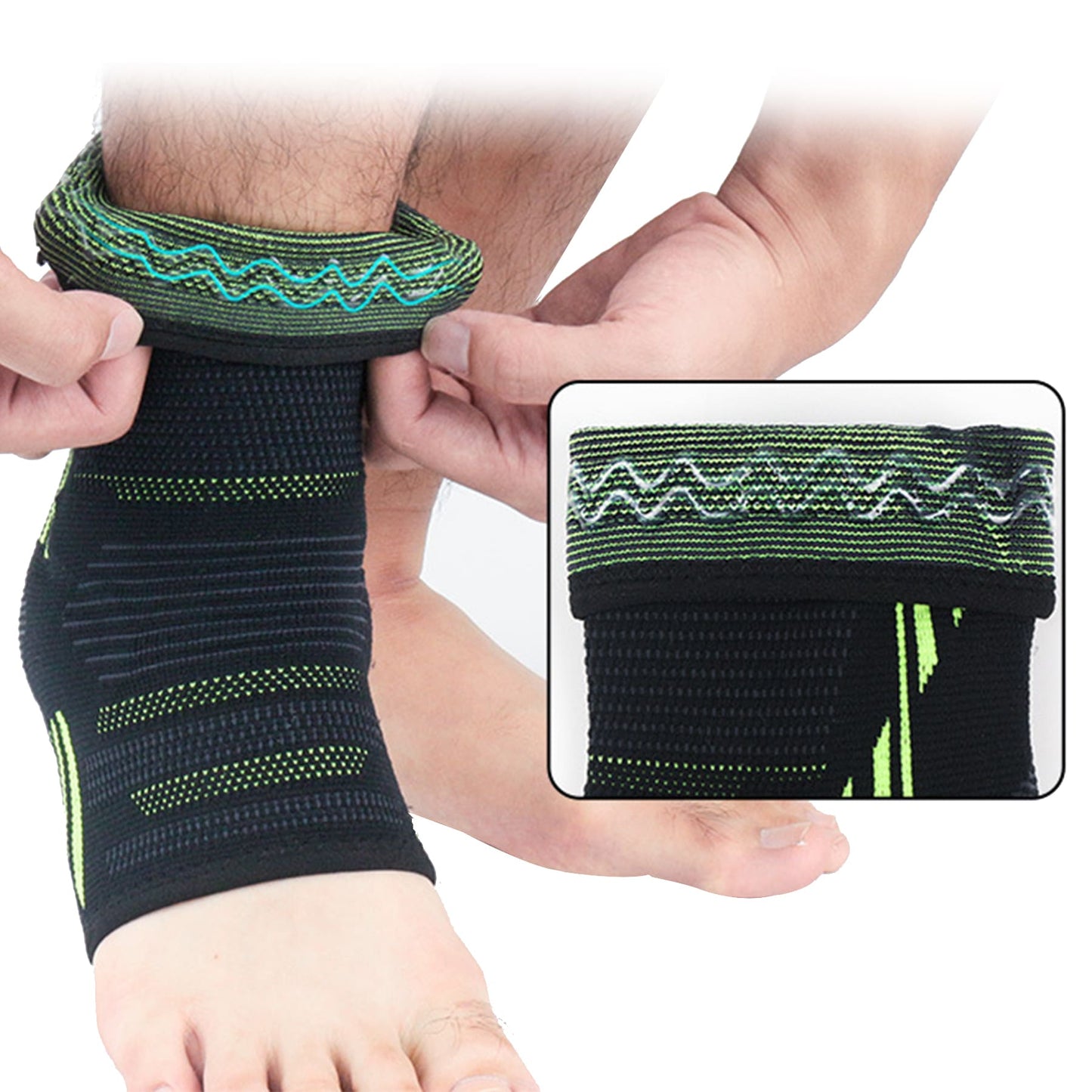 Aofit Compression Ankle Sleeve With Anti-Impact Cushion Padding and Adjustable Straps, Elastic Ankle Support Sock, 1 Pair